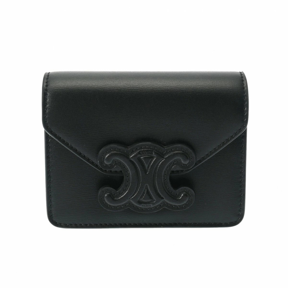 CELINE Triomphe Chain Bag Black Shiny Calfskin Shoulder